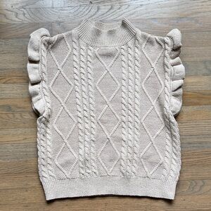 Gilli Cable Knit Sleeveless Turtleneck Sweater - Cream size small